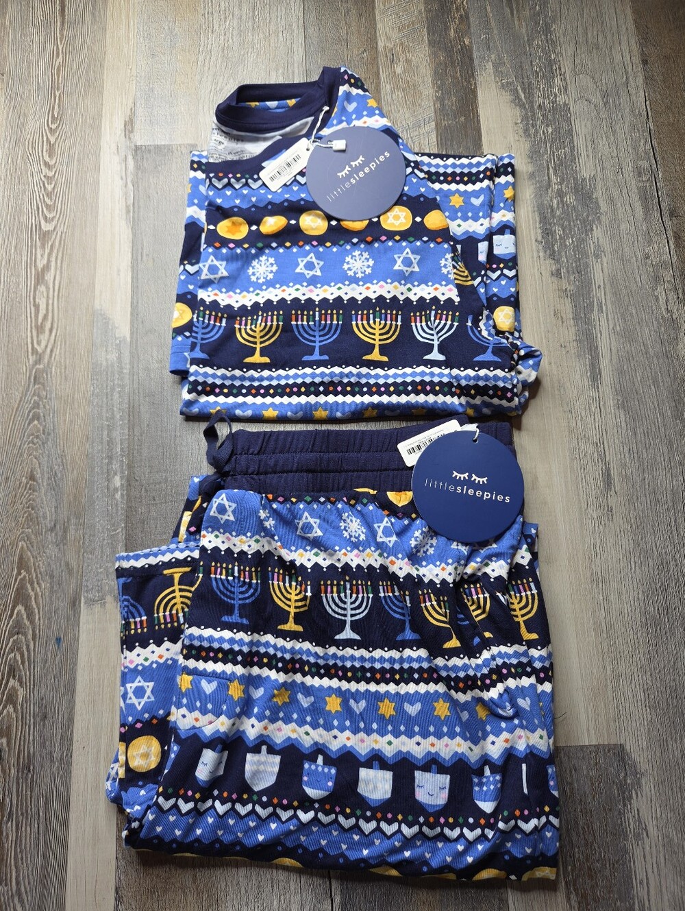 Little Sleepies NEW Men's Large Hanukkah Fair Isle Pajamas Set Sleepwear PJs